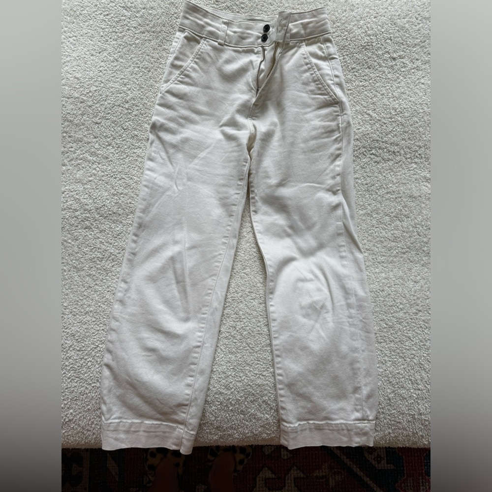 Everlane Cropped Cream Denim Pants